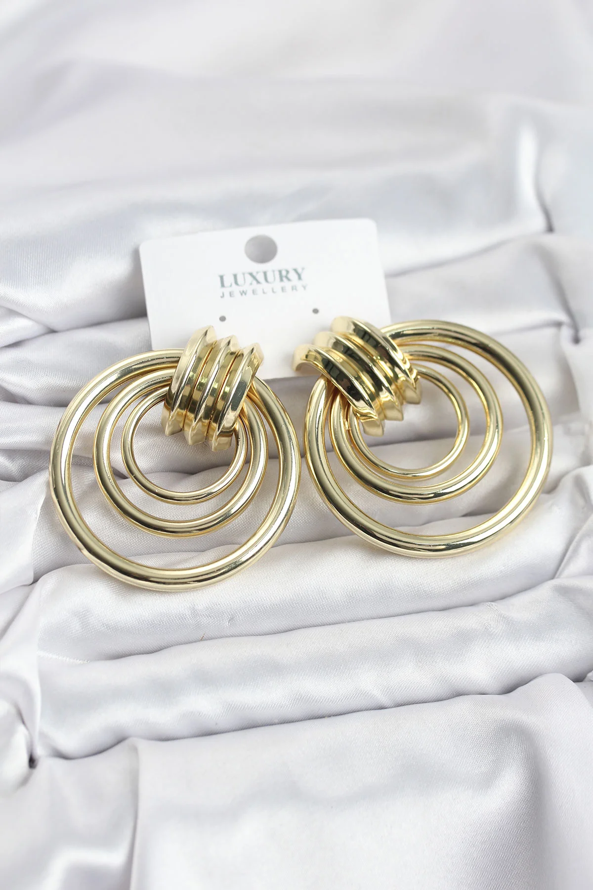 Pirinç Gold Renk Halka Model Vintage Kadın Küpe