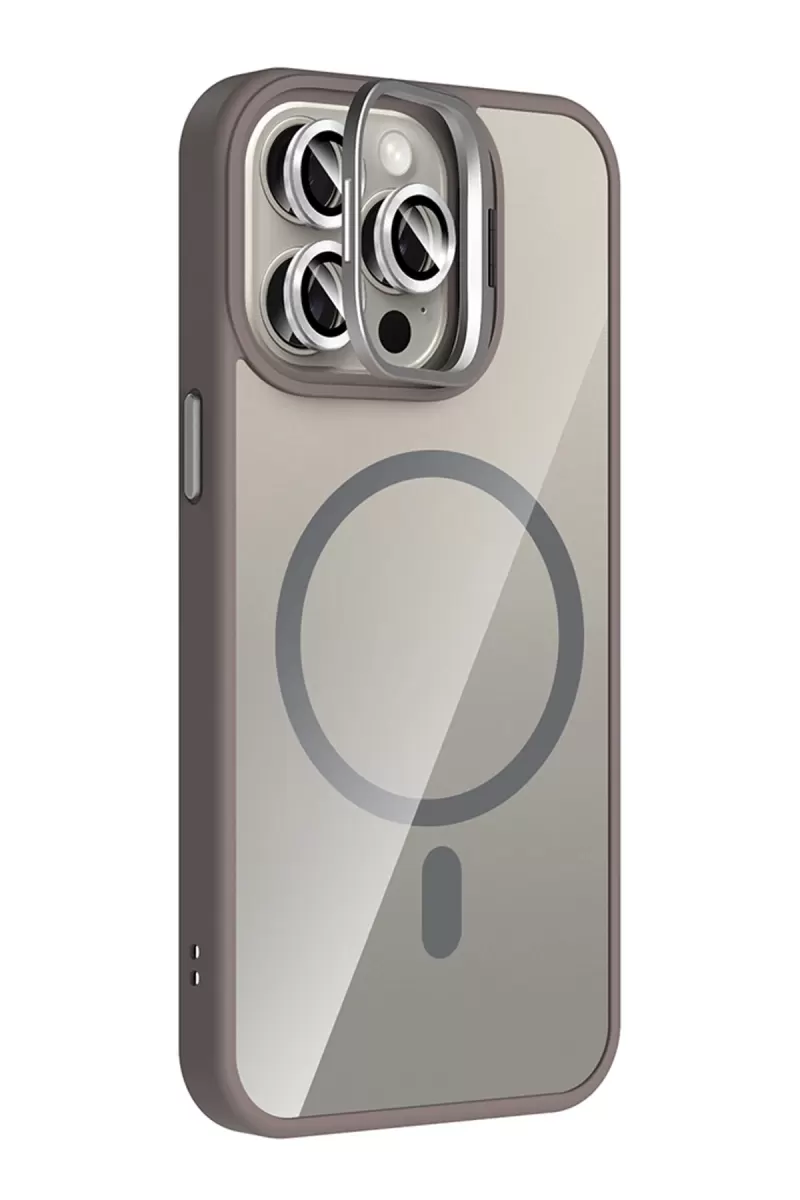 Joko Apple iPhone 14 Pro Max Remim Lensli Magsafe Standlı Kapak - Titan Gri