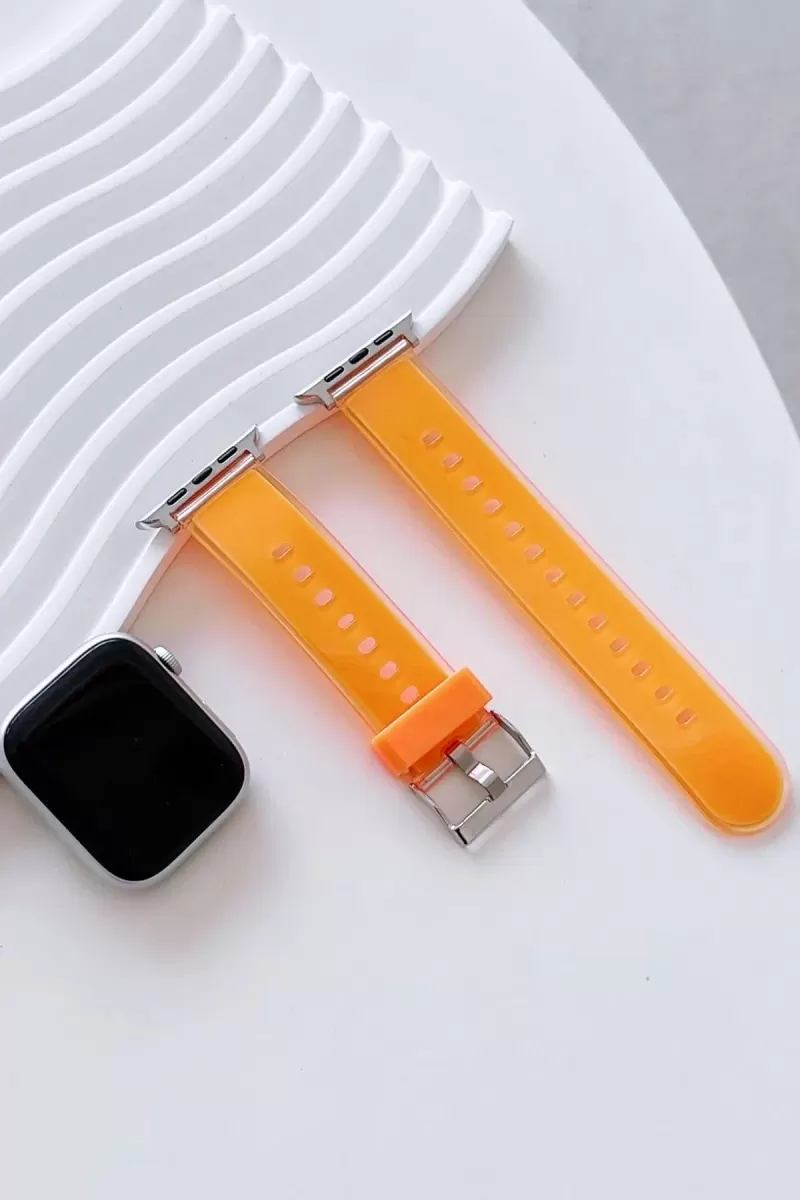 Movenchy Apple Watch 38mm Jelly Silikon Kordon - Turuncu