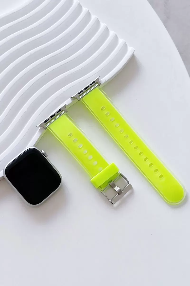 Movenchy Apple Watch 45mm Jelly Silikon Kordon - Yeşil