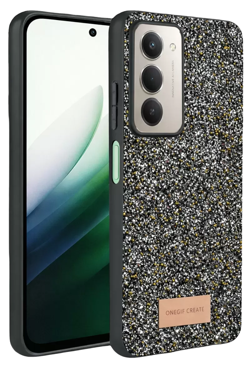 Onegif Xiaomi Redmi 15 4G Bright Simli Kapak - Gold