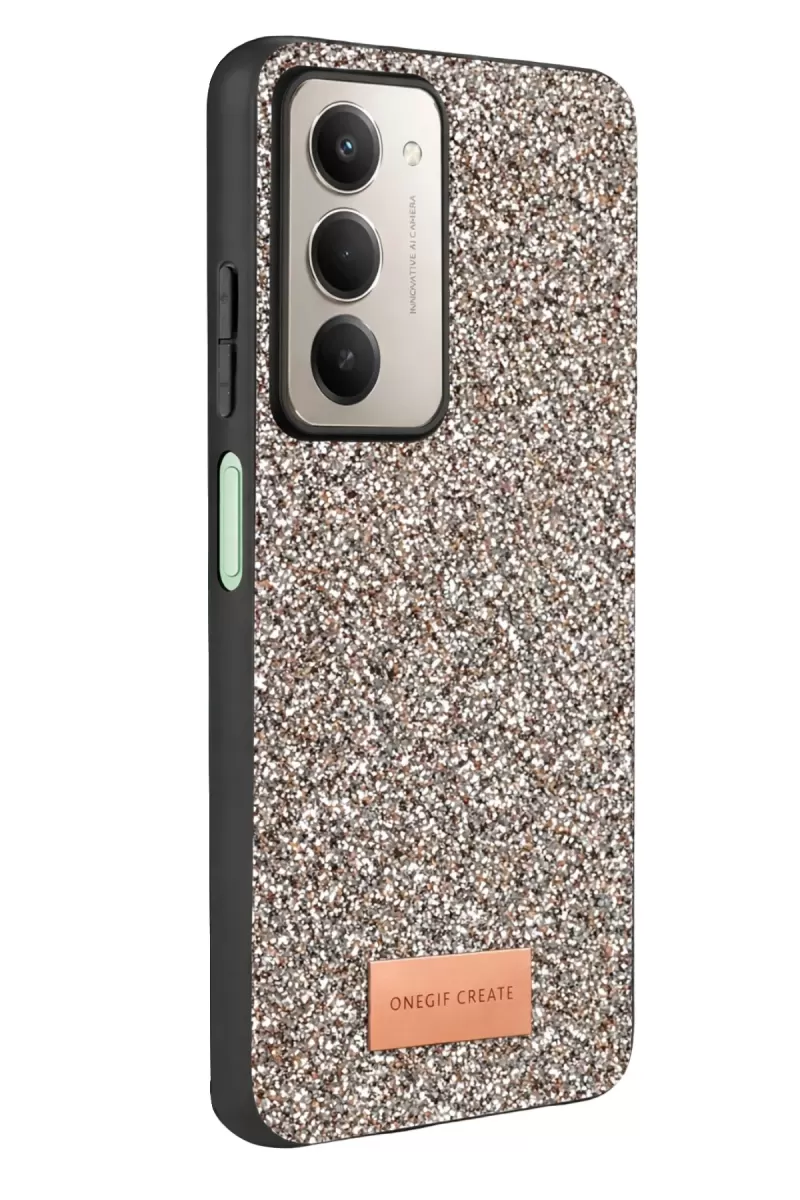 Onegif Xiaomi Redmi 15 4G Bright Simli Kapak - Gümüş