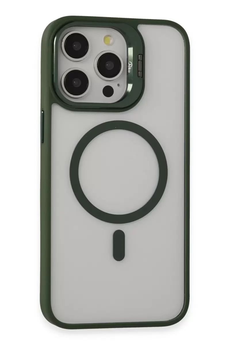 Joko Apple iPhone 15 Pro Kılıf Roblox Lens Magsafe Standlı Kapak - Koyu Yeşil