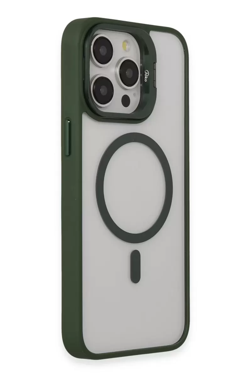 Joko Apple iPhone 15 Pro Kılıf Roblox Lens Magsafe Standlı Kapak - Koyu Yeşil