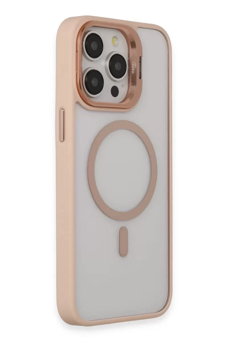 Joko Apple iPhone 15 Pro Kılıf Roblox Lens Magsafe Standlı Kapak - Pudra
