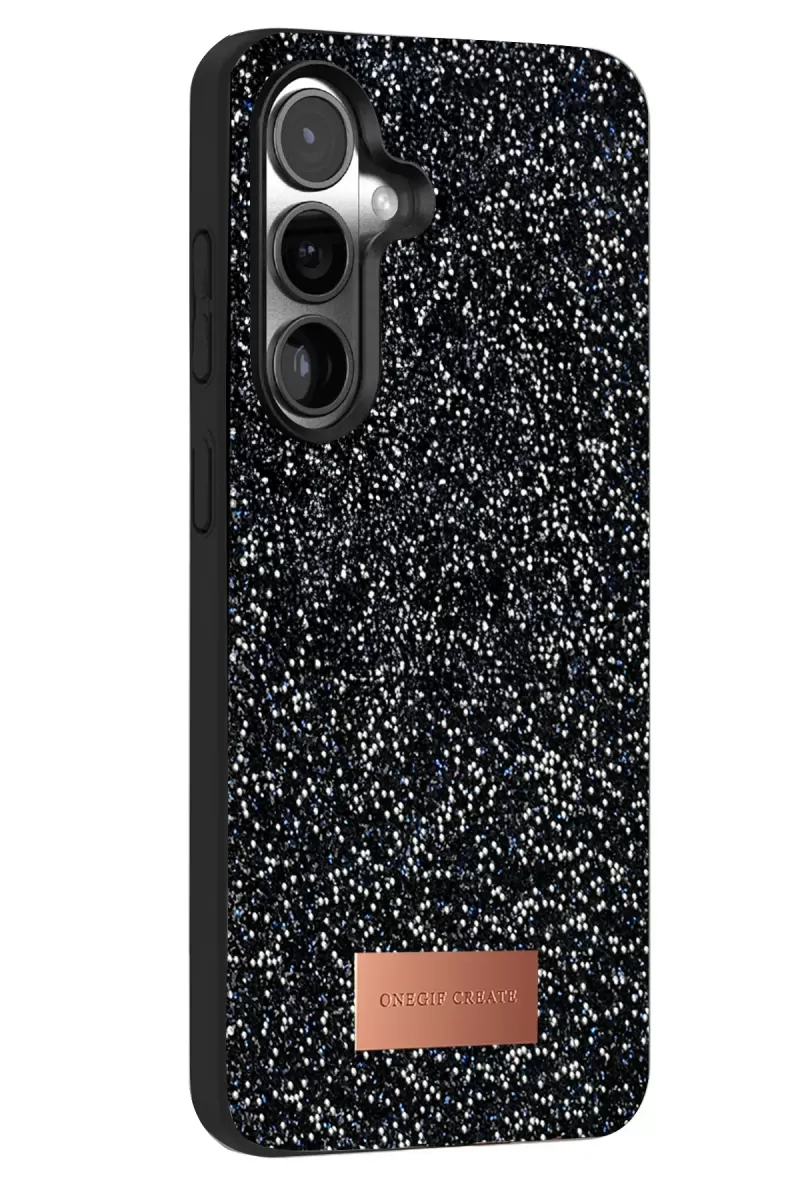 Onegif Samsung Galaxy S25 Bright Simli Kapak - Siyah