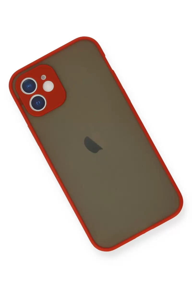 Newface Apple iPhone 12 Mini Kılıf Montreal Silikon Kapak - Kırmızı