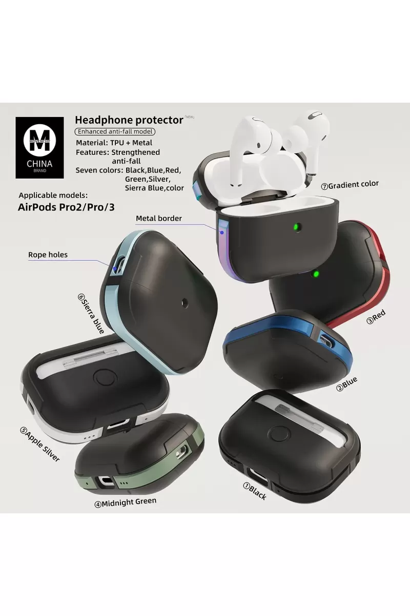 Movenchy Apple Airpods Pro 2 (2.nesil) MO-A8 Armor Kılıf - Kırmızı