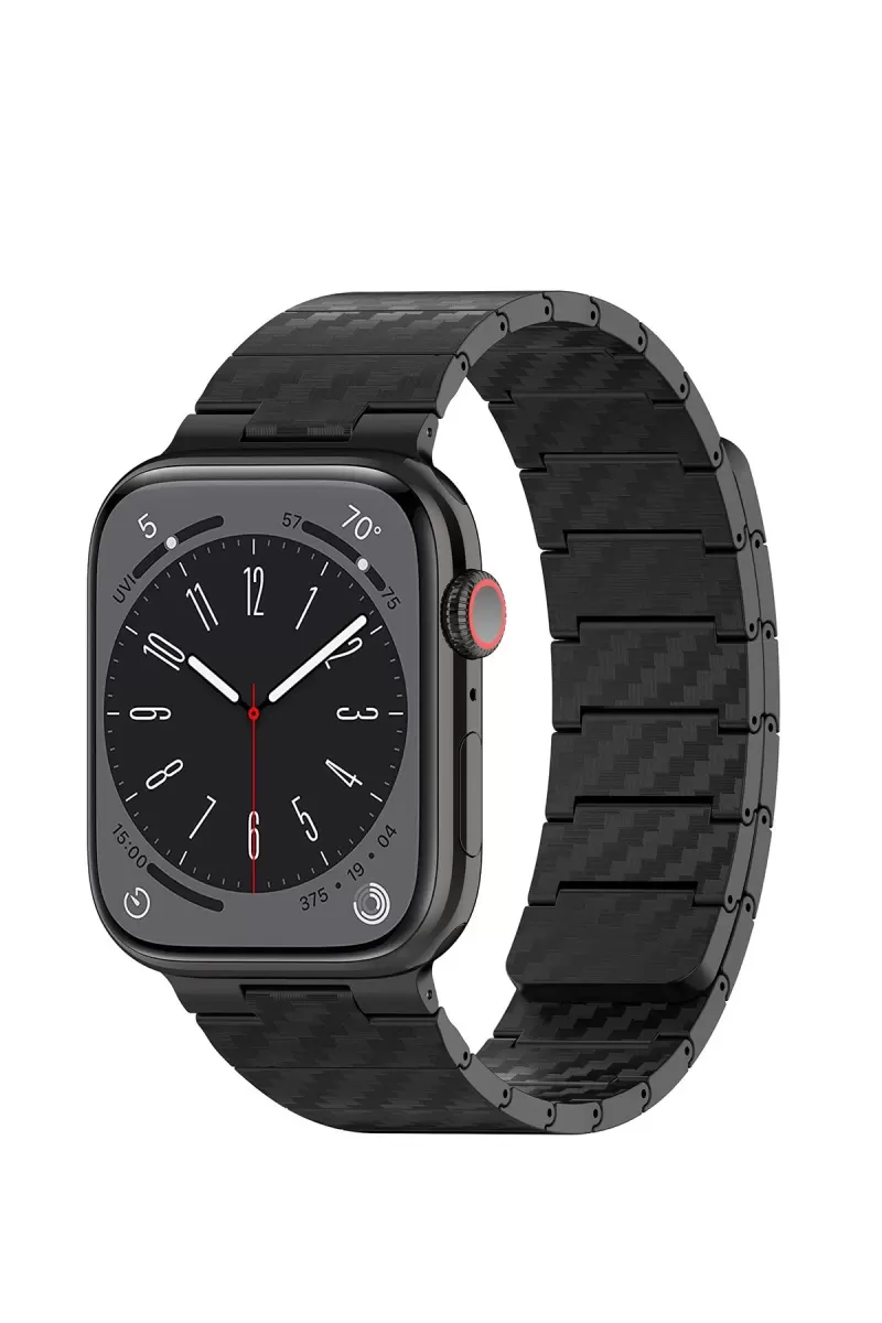 Movenchy Apple Watch 45mm Carbon Steel Kordon - Siyah