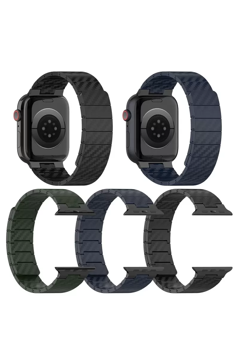 Movenchy Apple Watch 45mm Carbon Steel Kordon - Siyah