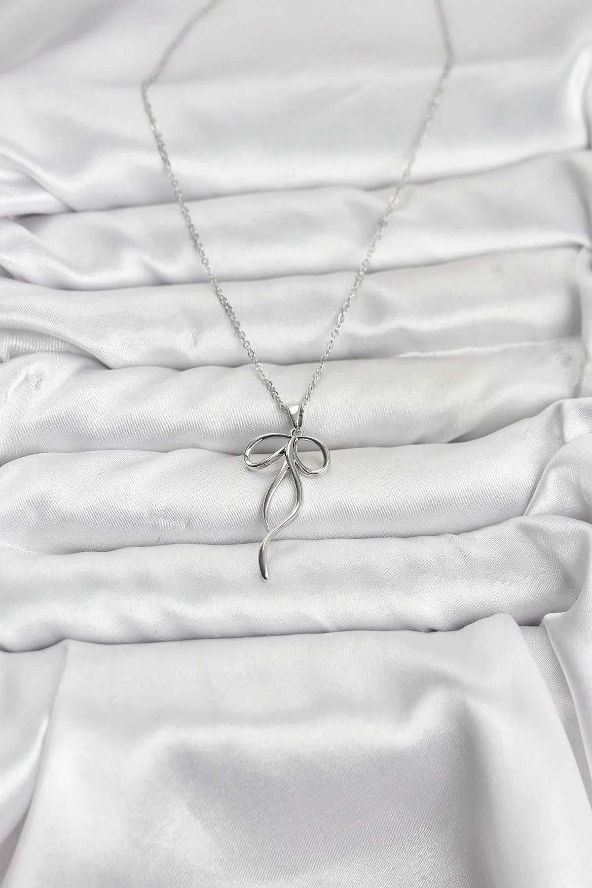 316L Çelik Zincir Gümüş Renk Fiyonk Model Kadın Kolye