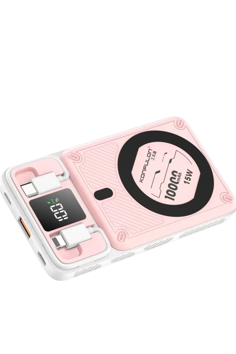 Konfulon M25W 10.000 mAh 20W PD Magsafe Powerbank - Pembe