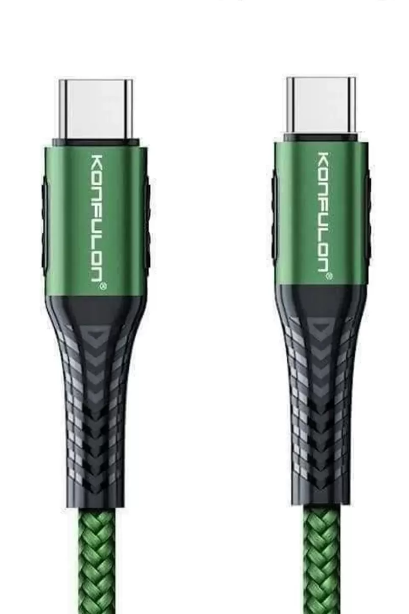 Konfulon DC43 Type-C to Type-C 1M Örgü 60W Hızlı Şarj Kablo - Yeşil