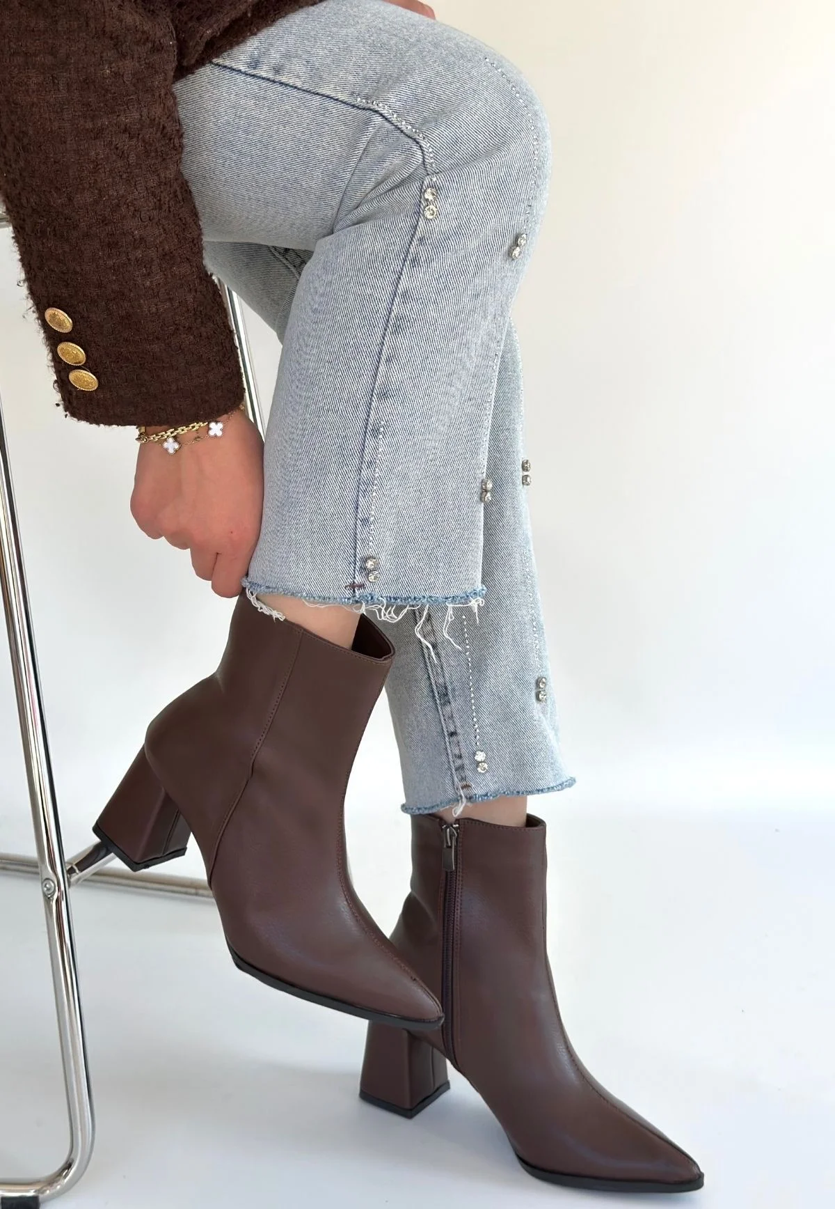 Oter Kahverengi Cilt Topuklu Bot