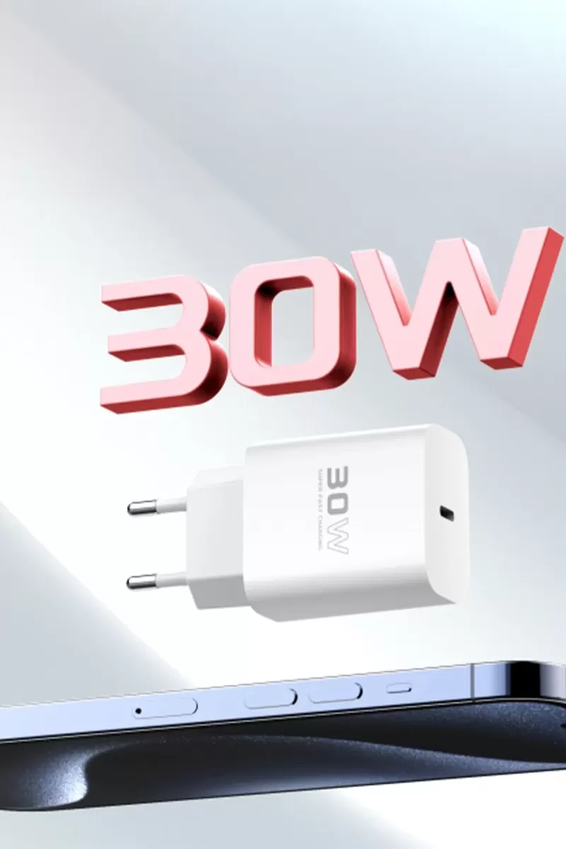 Konfulon C87C 30W Type-C Çıkışlı Ekstra DL51 1M Type-C to Type-C Kablolu PD Şarj Cihazı - Beyaz
