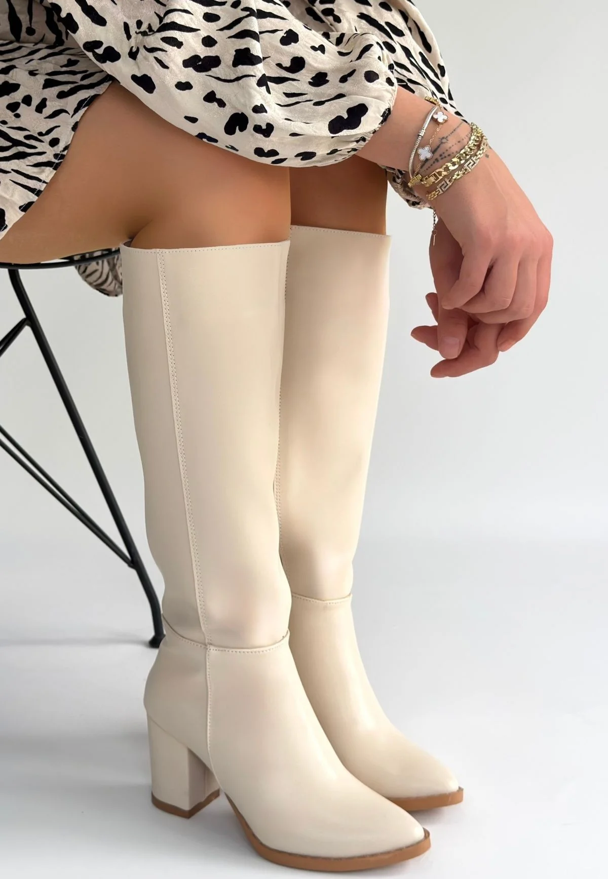Morena Bej Cilt Bej Tabanlı Topuklu Çizme