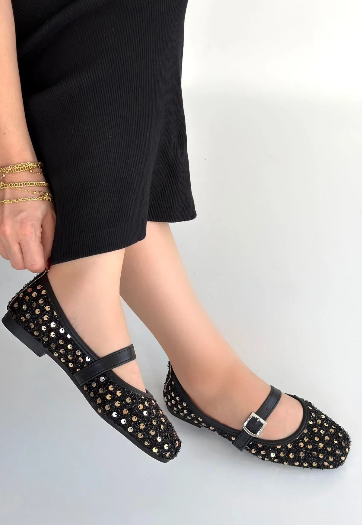 Moden Siyah Süet Babae Ayakkabı