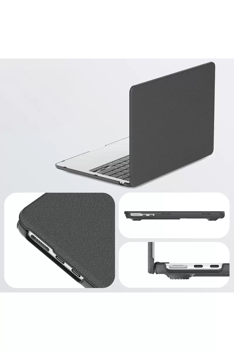 Newface Apple Macbook Air 15 2024 Macbook Deri Kapak - Siyah