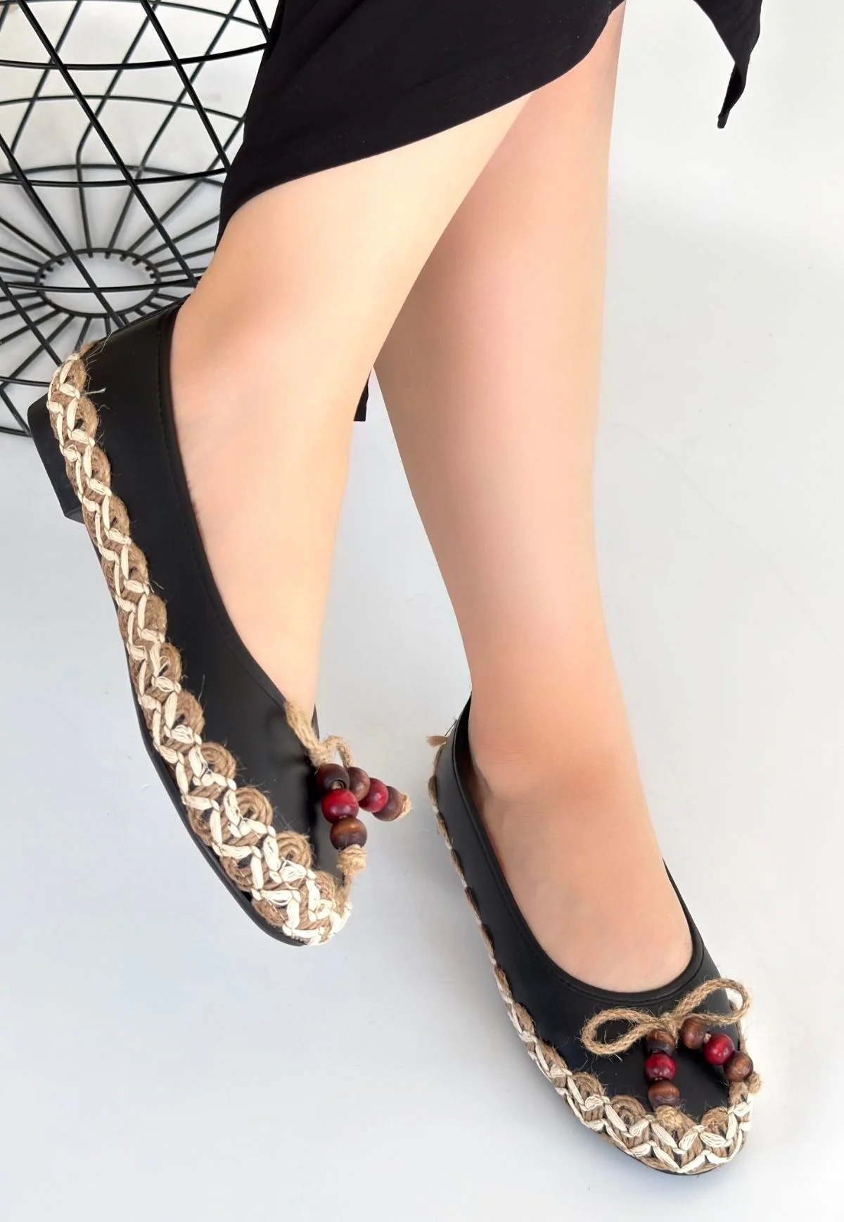 Ilwe Siyah Cilt Babet Ayakkabı