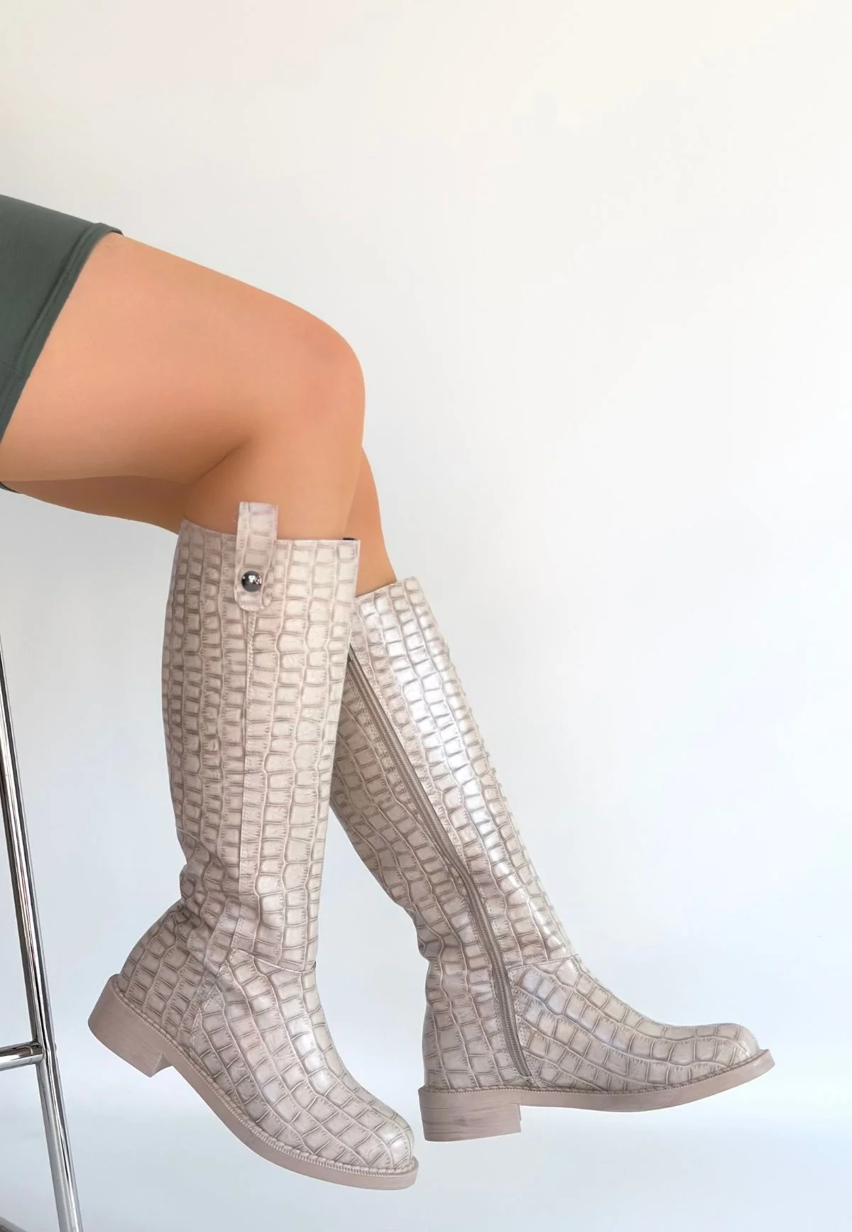 Metta Bej Cilt Desenli Çizme