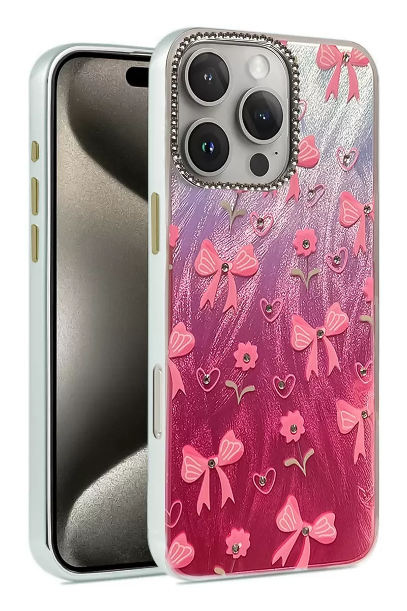 Newface Apple iPhone 16 Pro Kılıf Blade Aynalı Desenli Kapak - Desen 3