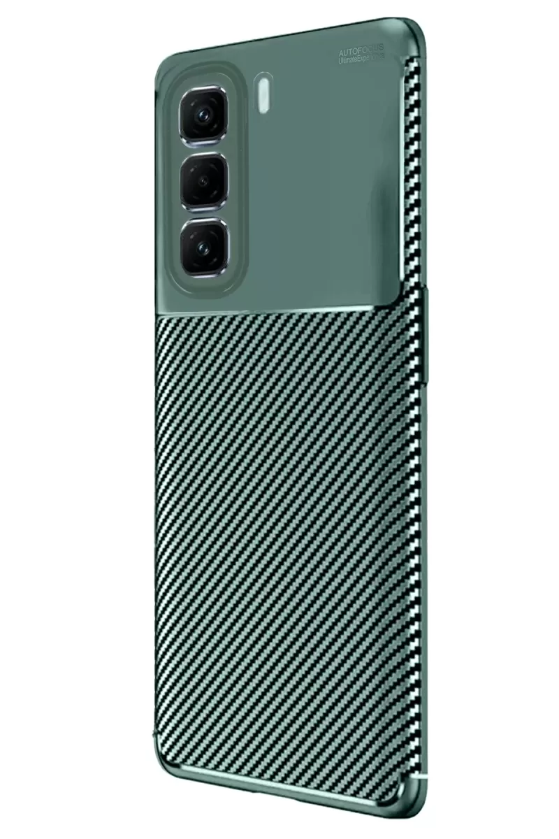 Newface İnfinix Hot 50 4G Kılıf Auto Focus Karbon Kapak - Koyu Yeşil