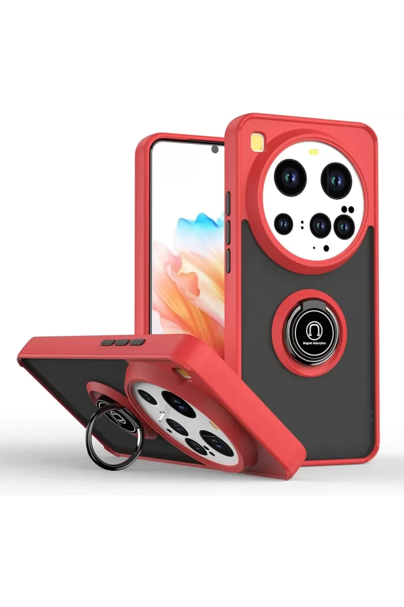 Newface Xiaomi Mi 15 Ultra Kılıf Montreal Yüzüklü Silikon Kapak - Kırmızı