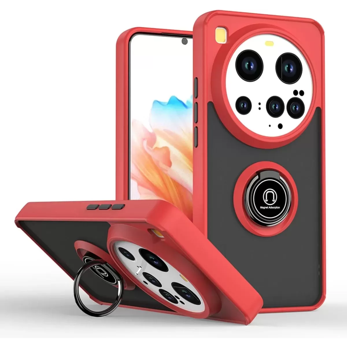 Newface Xiaomi Mi 15 Ultra Kılıf Montreal Yüzüklü Silikon Kapak - Kırmızı