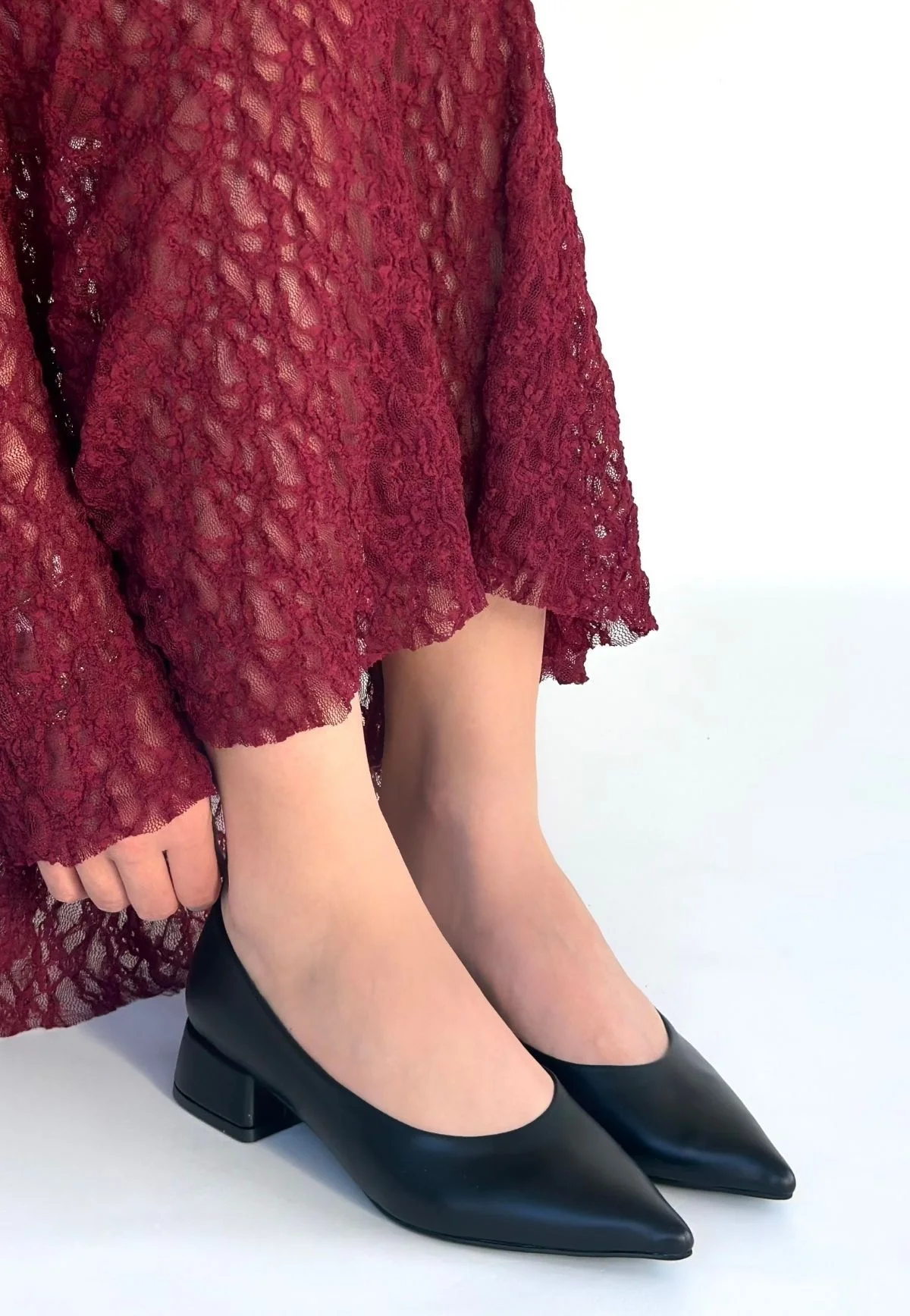 Ferla Siyah Cilt Topuklu Ayakkabı