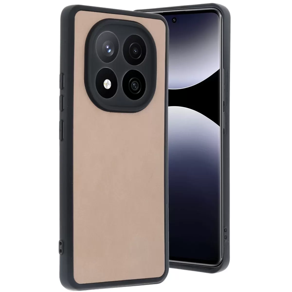 Newface Xiaomi Redmi Note 14 Pro 5G Kılıf Aras Deri Kapak - Pudra