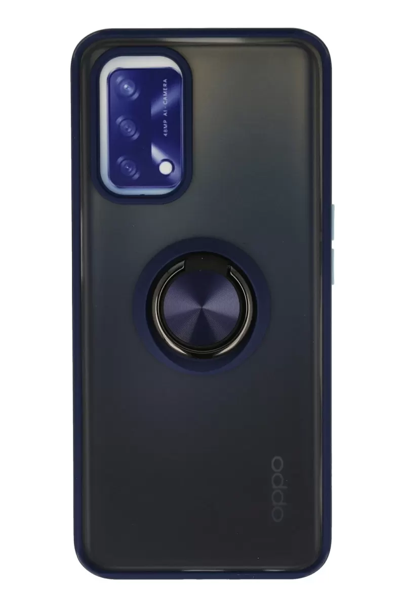 Newface Oppo A74 4G Kılıf Montreal Yüzüklü Silikon Kapak - Lacivert