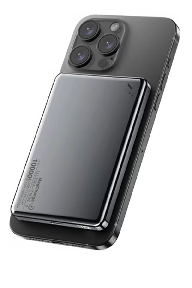 Newface PW560 10.000 mAh Dijital Göstergeli 20W Type-C ve 15W Kablosuz Şarj PD Hızlı Şarj Magsafe Powerbank - Titanyum