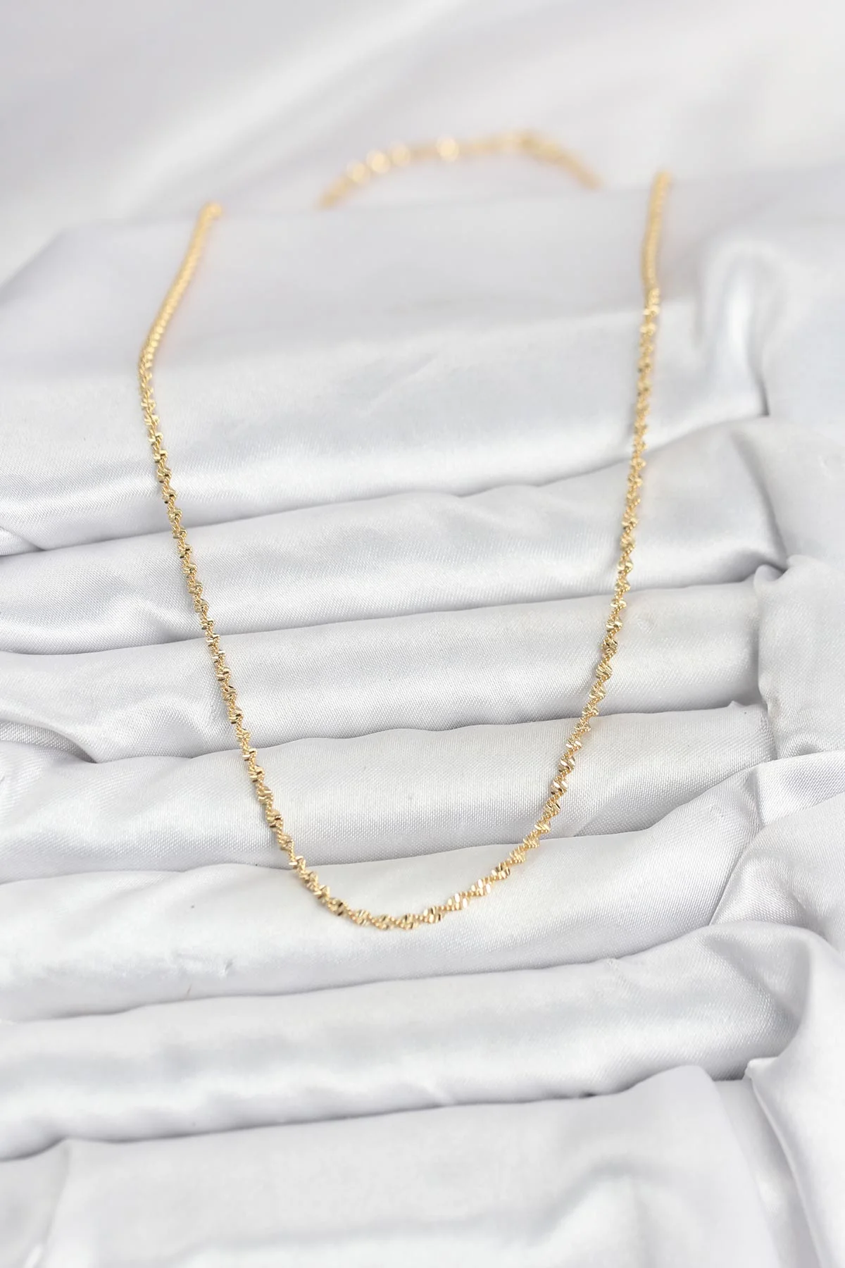 CM 14K Gold Renk Ezme Burgu Zincir Model 60 cm Kadın Kolye