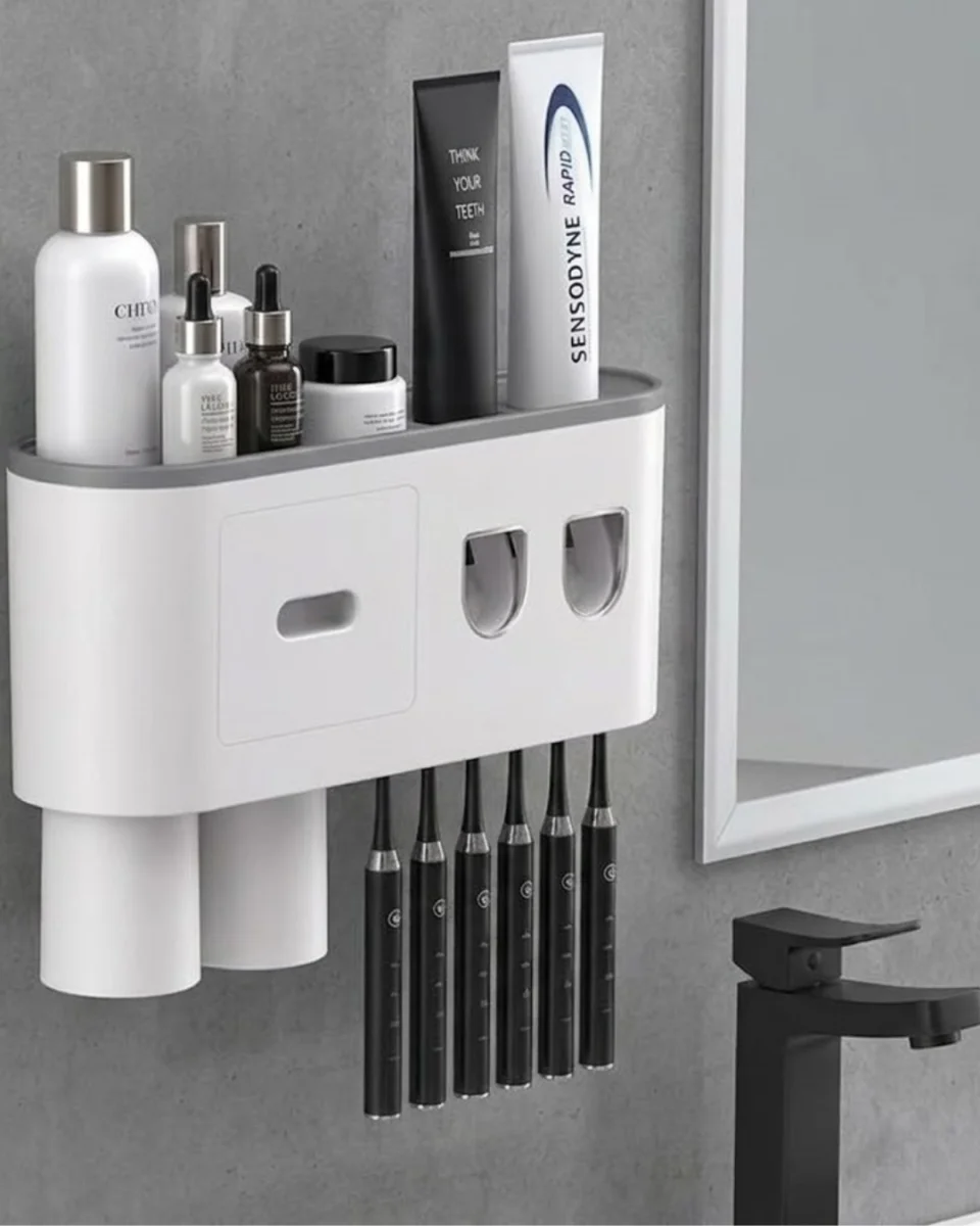 Çok Fonksiyonlu Diş Fırçası Tutucu Otomatik Dispenser Bardaklı Organizer