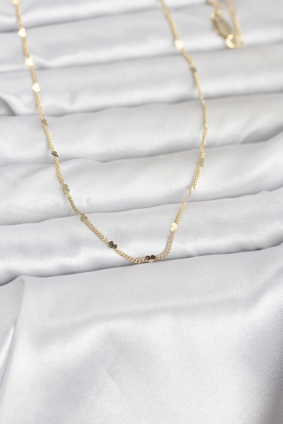 CM 14K Gold Renk Ezme Kalp Detaylı 60 cm Zincir Kadın Kolye