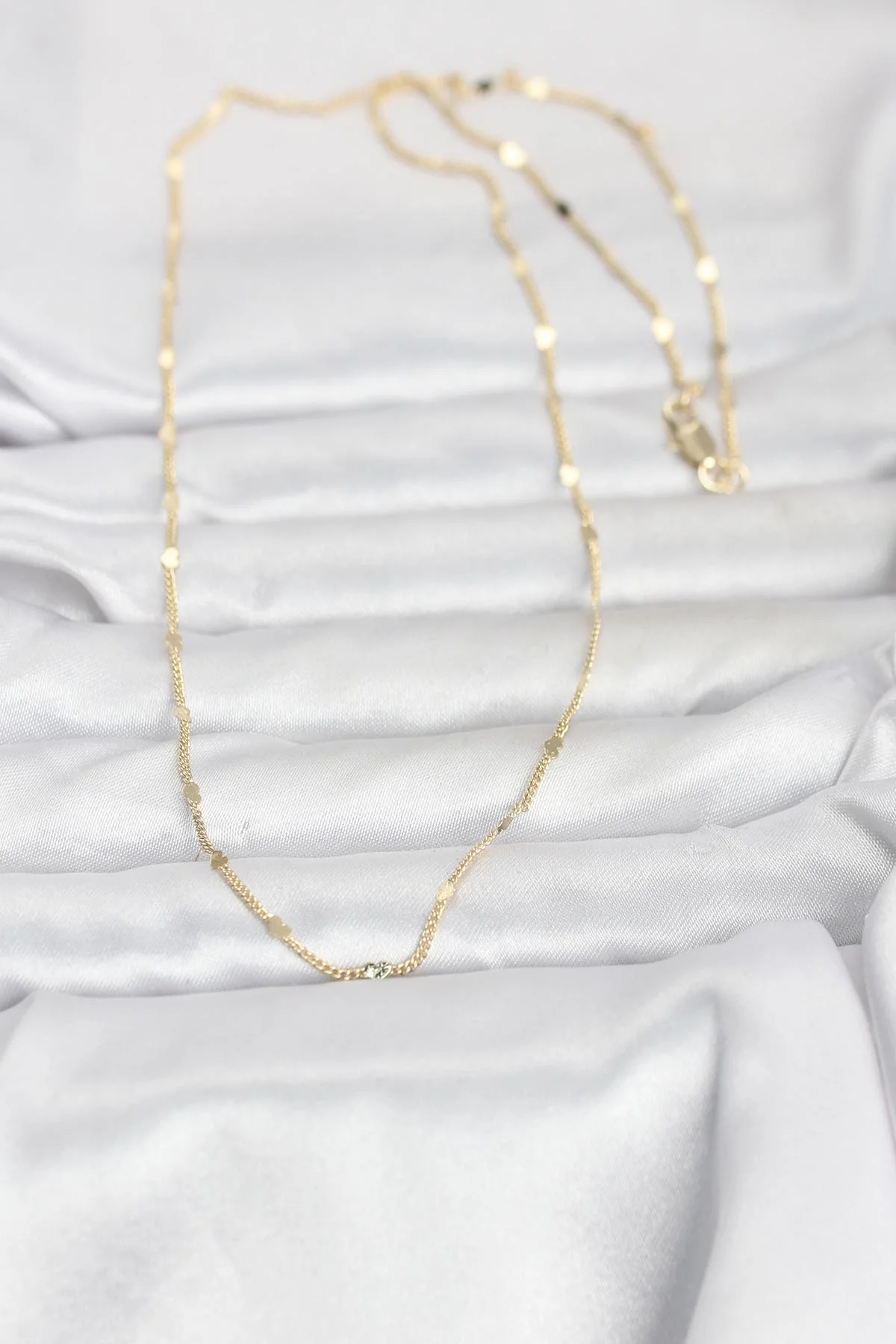 CM 14K Gold Renk Ezme Kalp Detaylı 60 cm Zincir Kadın Kolye