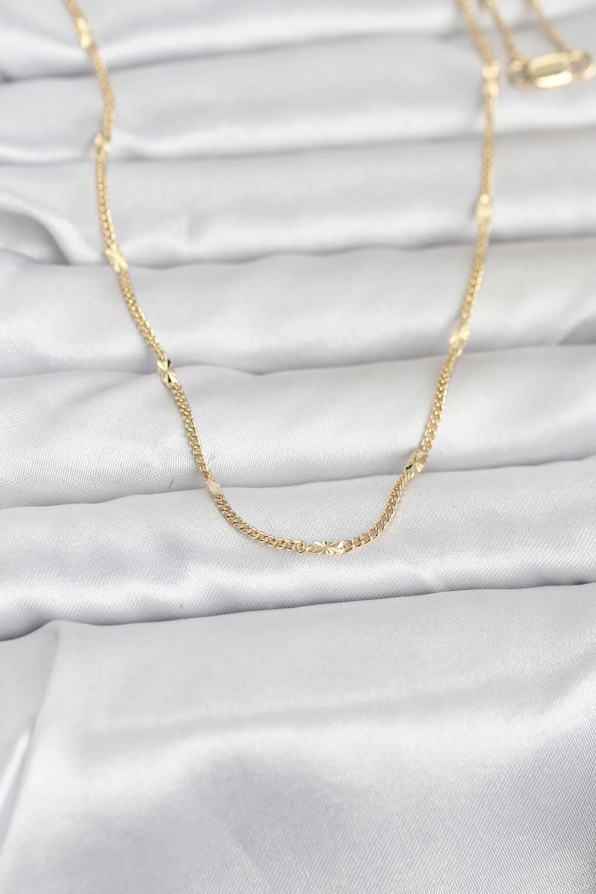 CM 14K Gold Renk Lazer Puntalı Model 60 cm Kadın Kolye