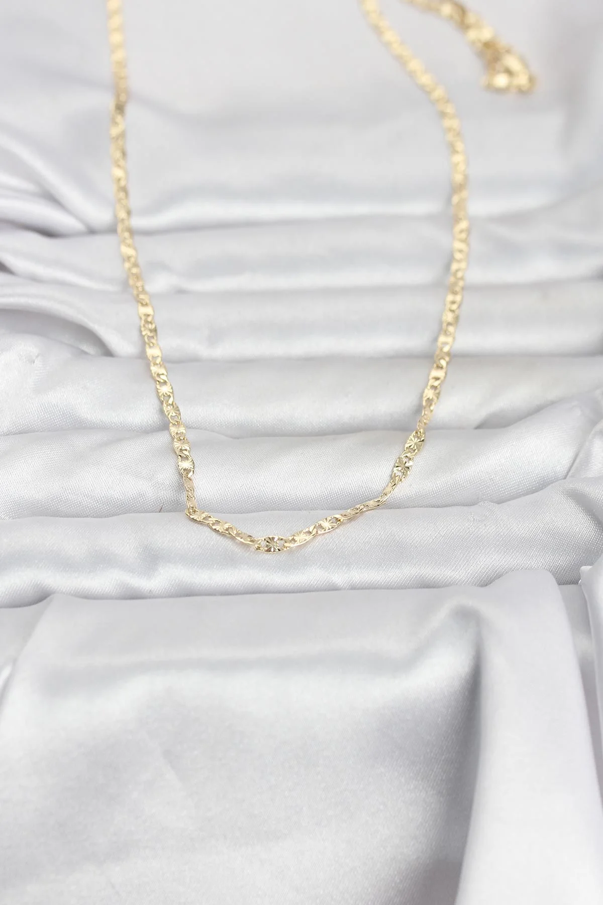 CM 14K Gold Renk Lazer Zincirli Model 60 cm Kadın Kolye