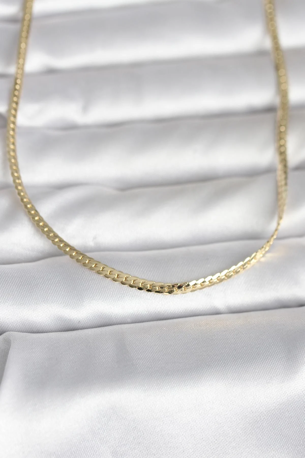 CM 14K Gold Renk Yassı Zincir Model 45 cm Kadın Kolye