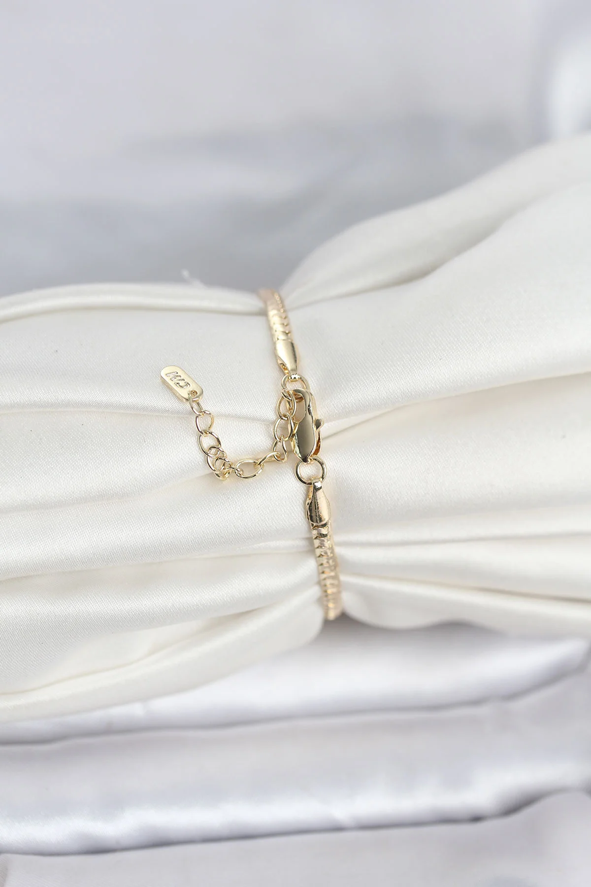 CM 14K Gold Renk Yassı Zincir Model Kadın Bileklik