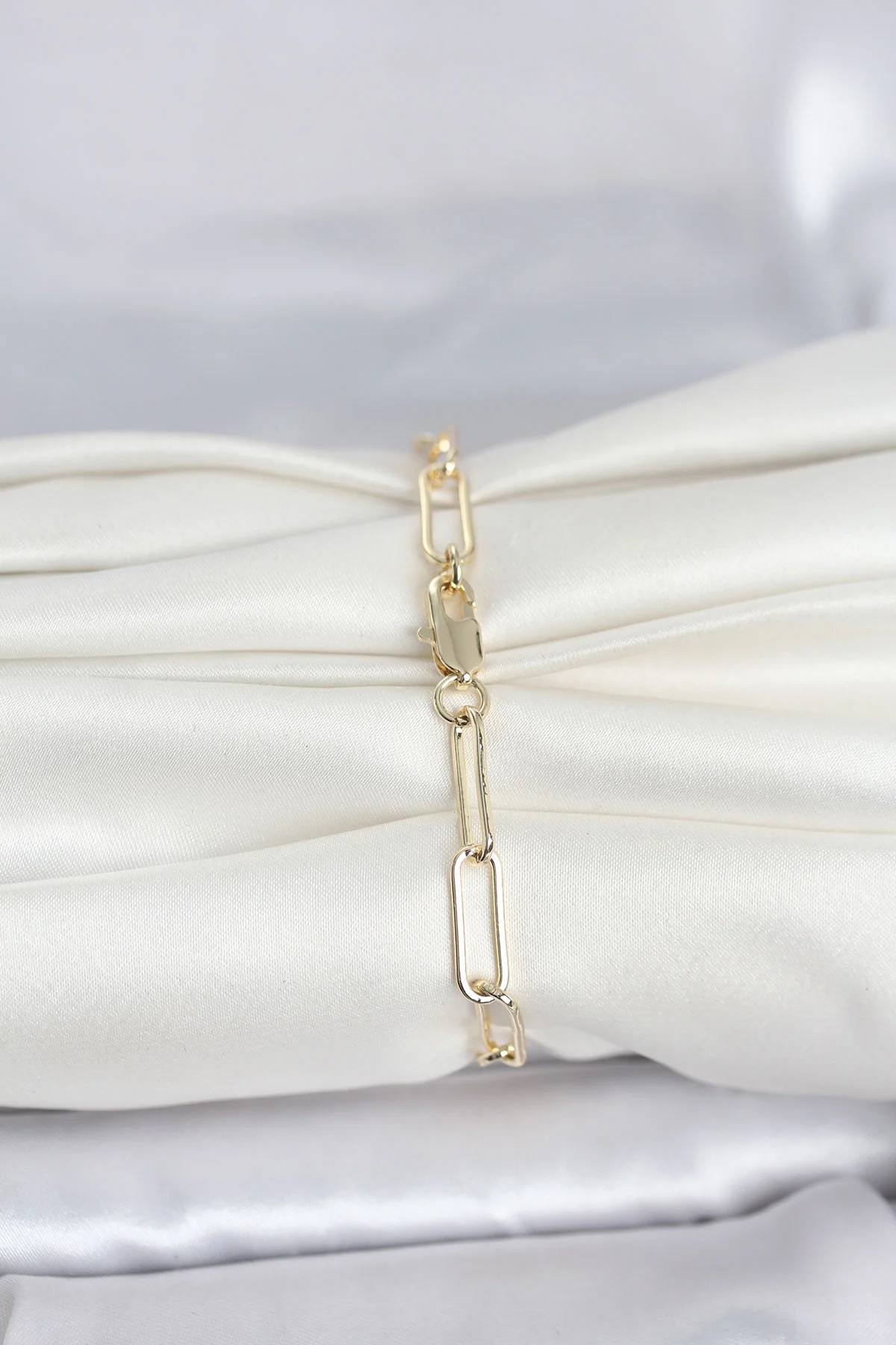 CM 14K Gold Renk Kalın Ataç Zincir Model Kadın Bileklik