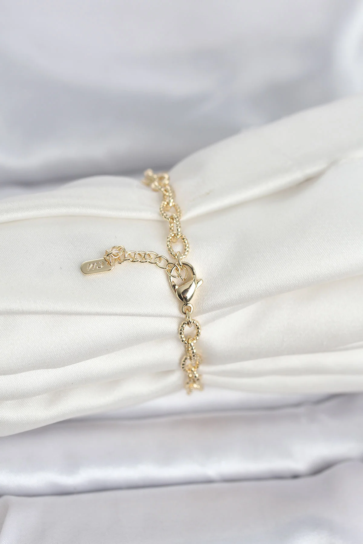 CM 14K Gold Renk Lazerli Halka Model Kadın Bileklik