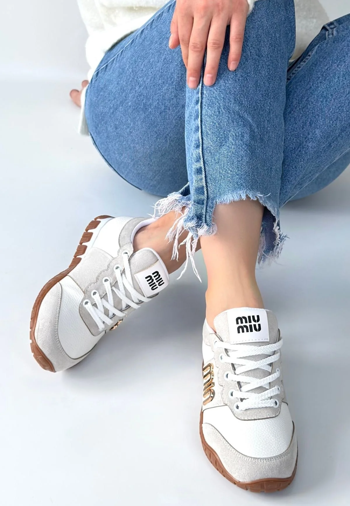 Marje Beyaz Cilt Bağcıklı Spor Ayakkabı