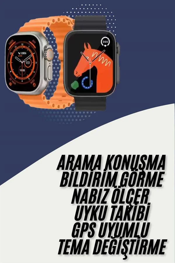 Akıllı Saat Kordon Hediyeli Güçlü Batarya Kapasiteli Titreşimli Bildirim Görme Unisex