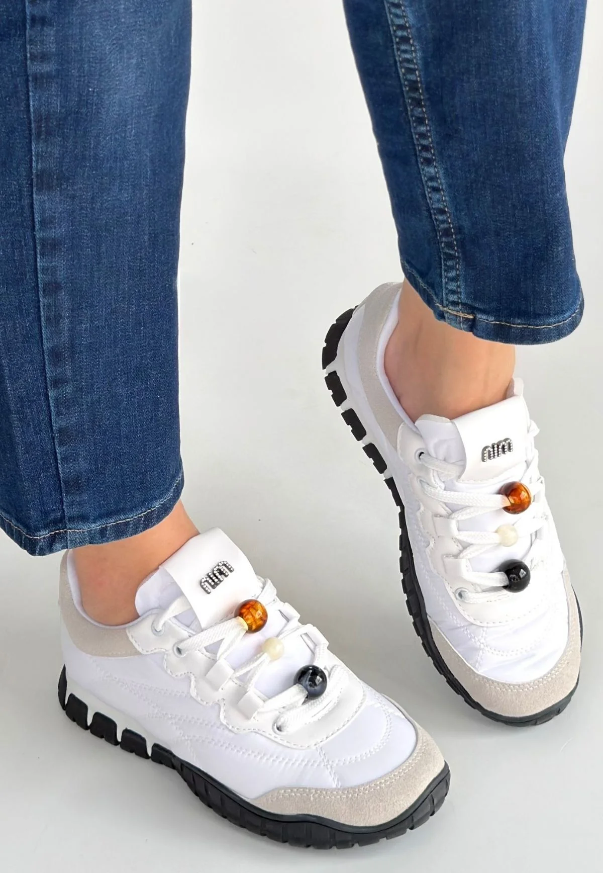 Tues Beyaz Nubuk Bağcıklı Spor Ayakkabı