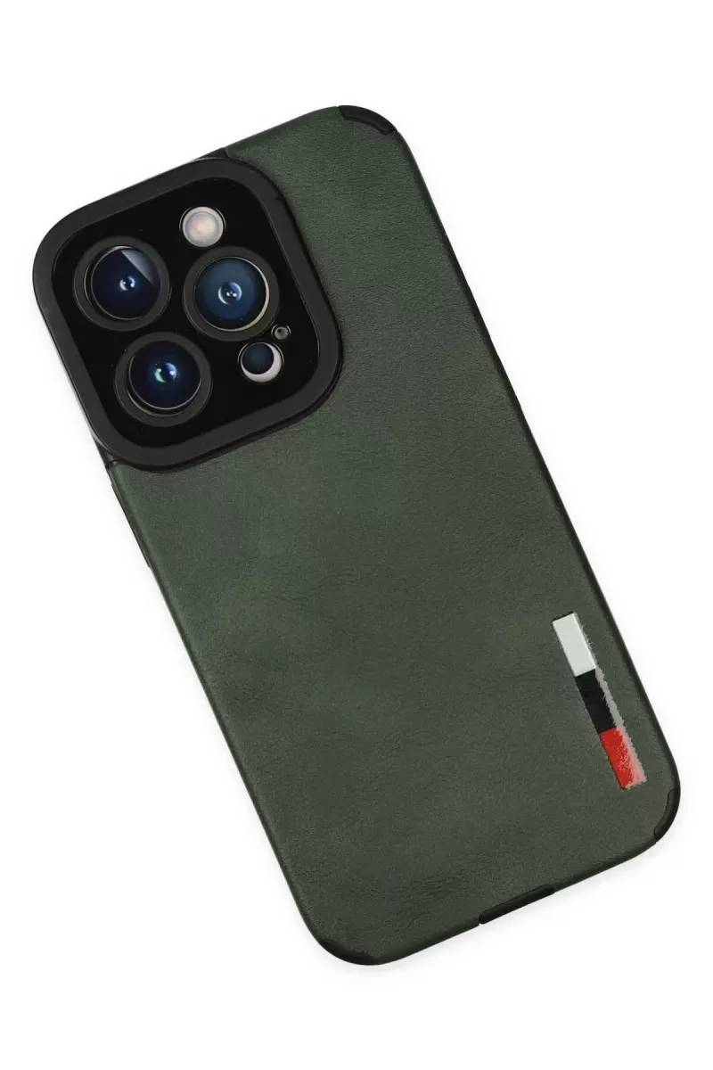 Newface Apple iPhone 14 Pro Max Kılıf Loop Deri Silikon - Yeşil