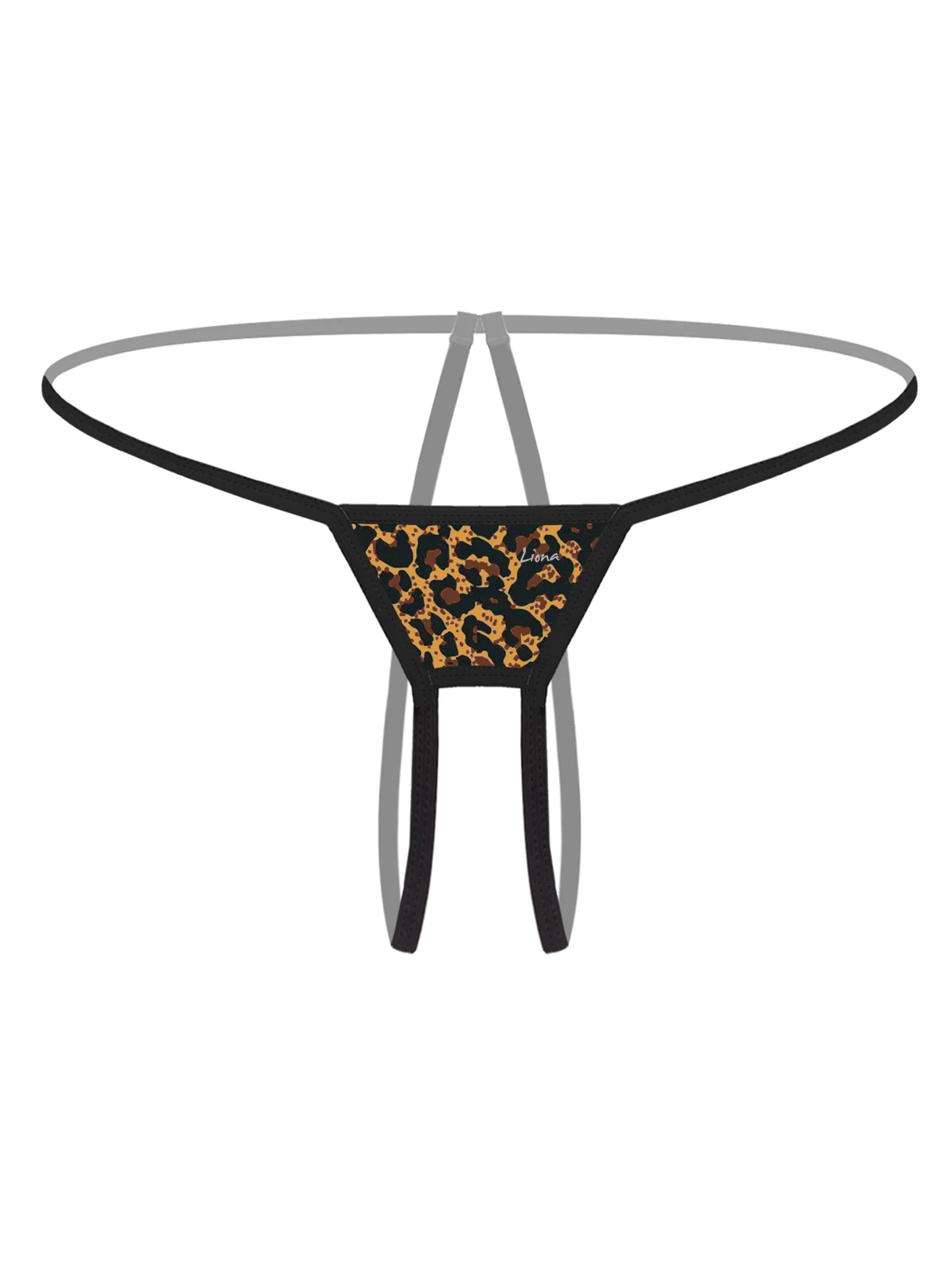 Özel Bölgesi Açık Leopar Desenli Fantezi G String