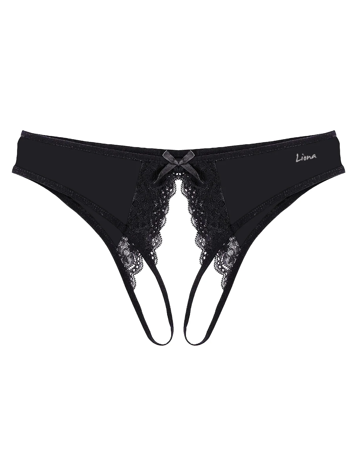 Özel Bölgesi Açık Büyük Beden Siyah Fantazi Külot