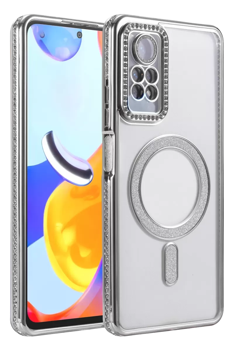 Newface Xiaomi Redmi Note 12 Pro 4G Joke Simli Magneticsafe Kılıf - Gümüş