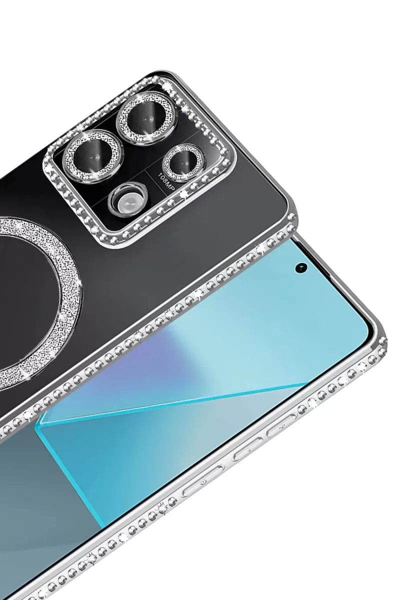 Newface Xiaomi Redmi Note 13 Pro 4G Joke Simli Magneticsafe Kılıf - Gümüş
